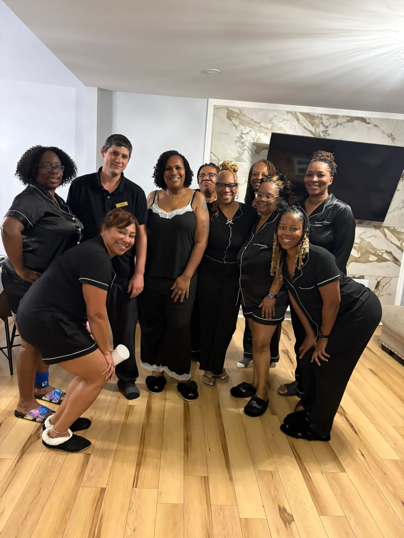 Douglas with guests at a group wellness event